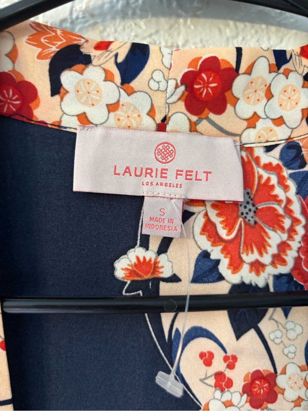 Navy blue/ Orange Floral Open-Front Kimono Cardigan - size S Boho cottagecore - Picture 7 of 10